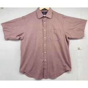 VTG Daniel Cremieux Button Mens 17.5 (35) Short Sleeve Maroon‎ & White- Richard